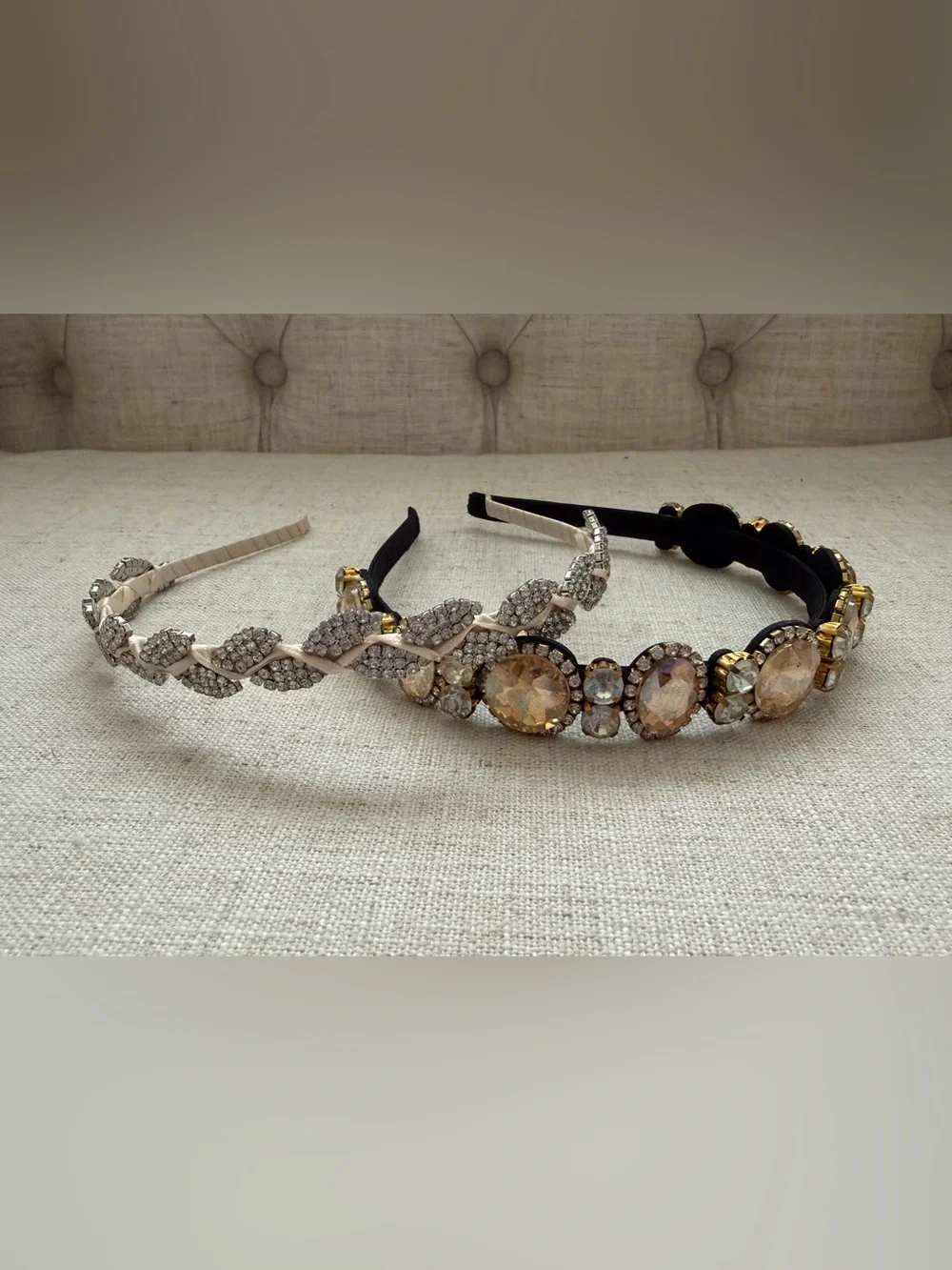Rhinestone Embellished Gold & Ivory Headbands